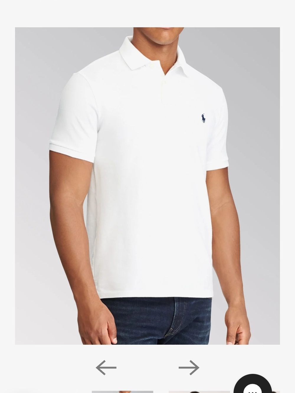 Polo Ralph Lauren Classic Fit Pique Polo Shirt Men's L White Navy Pony Logo